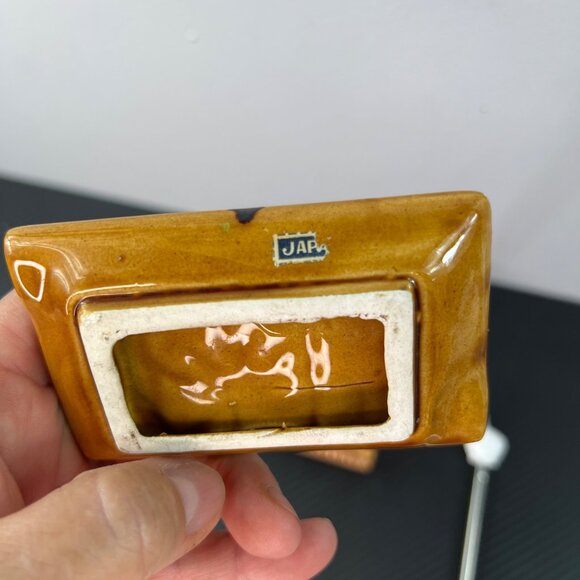 1960s MCM Ceramic Bamboo Style Ashtray Set of 3 with holder Lidded Made in Japan - Picture 14 of 16